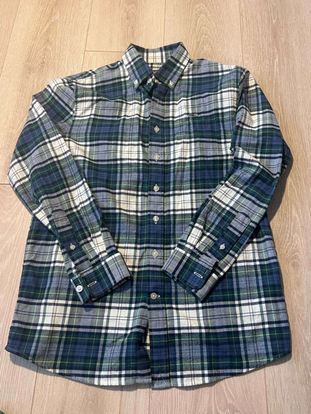 Vineyard Vines Green Navy & White Plaid Button-Down Shirt